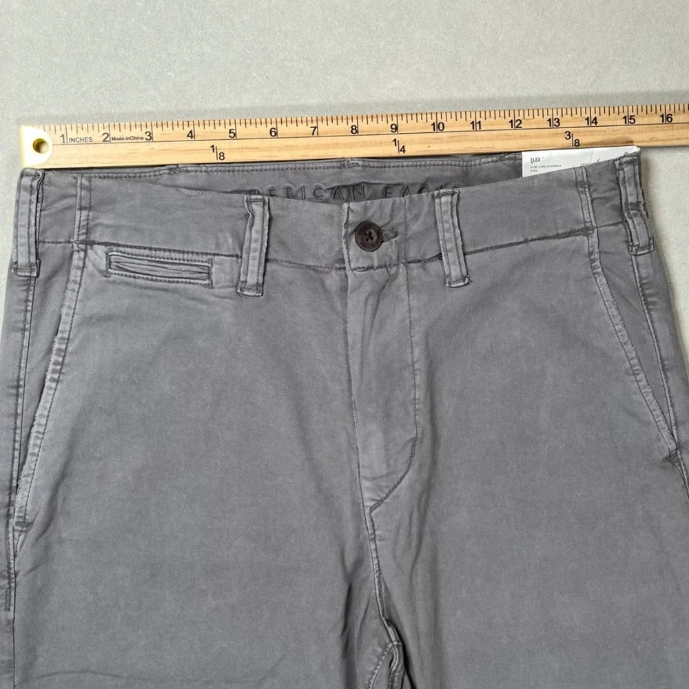 New American Eagle Slim Lived-In Khakis Mens 29x32 Gray Flex Stretch Chino Pants